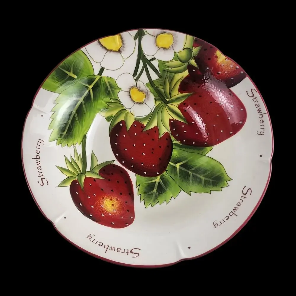 Pier 1 Ceramic Strawberry Large Serving Bowl Hand-Painted